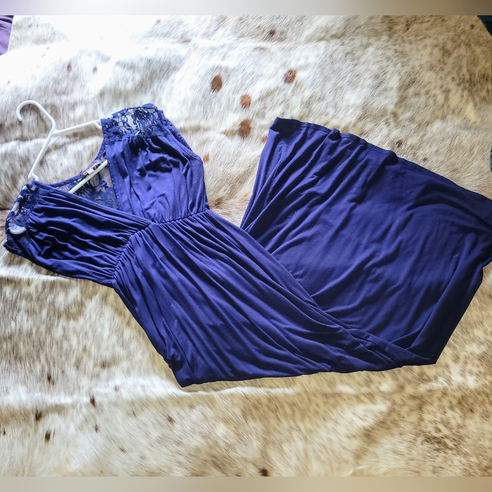 Navy blue maternity maxi dress